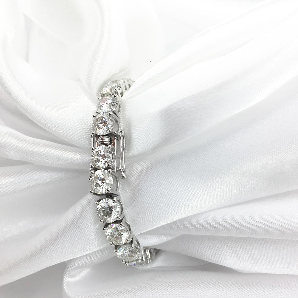 Platinum Plated Silver 12 .4ctw 18cm Length 4mm F Near Colorless Moissanite Tennis Bracelet For Women
