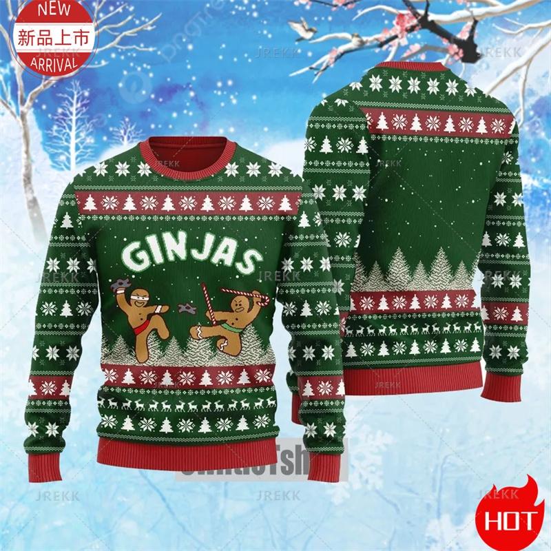 3D Cookie Gingerbread Print Sweater, Gingerbread Sweatshirt, Cookie Ugly Christmas Sweater Women Mens Funny Christmas Shirts