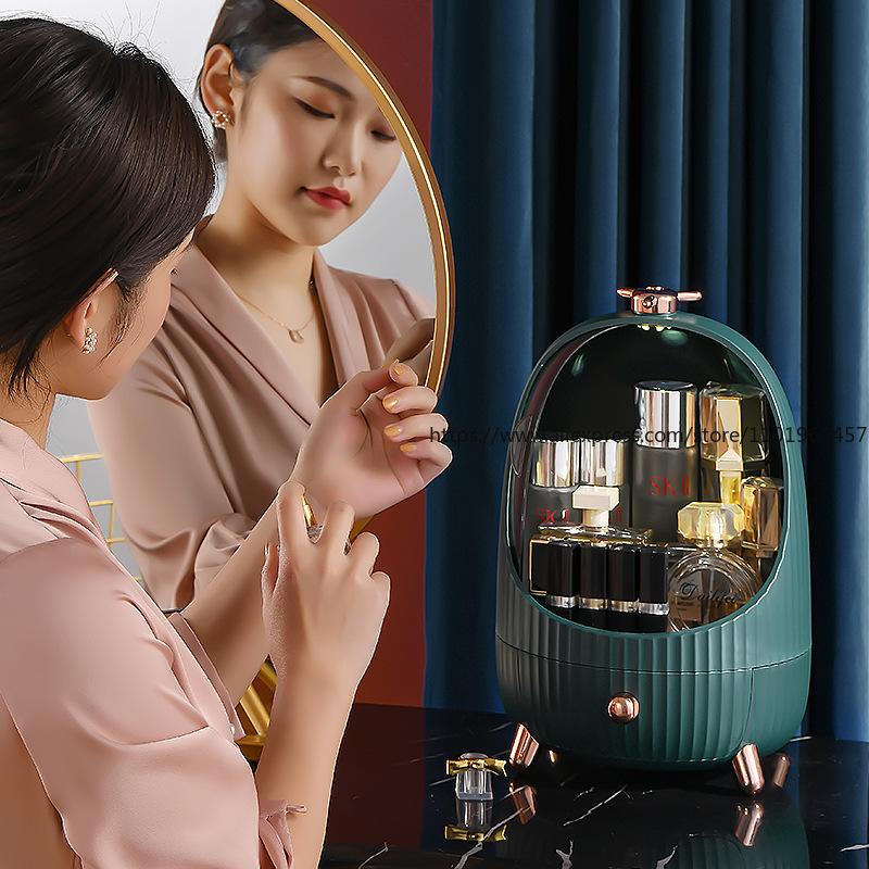 Round Acrylic Cosmetic Organizer Makeup Brush Holder Lipstick Mask Storage Rack for Skincare Vanity Desktop