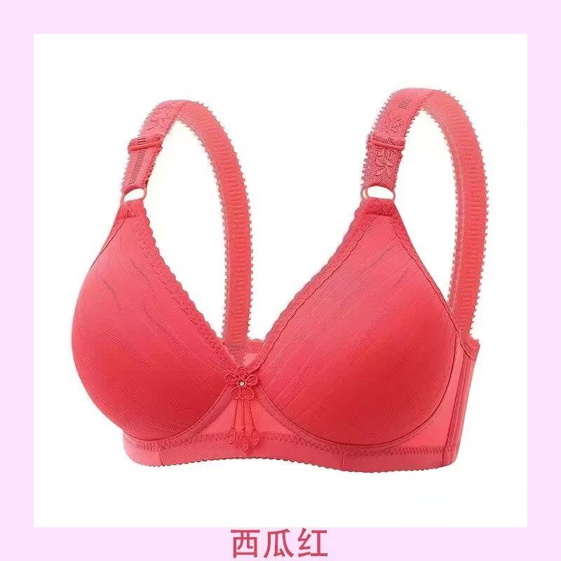 

Small and medium cups large size breathable gathering underwear women s no steel ring anti-sagging collection breast bra 95B кавун червоний колір