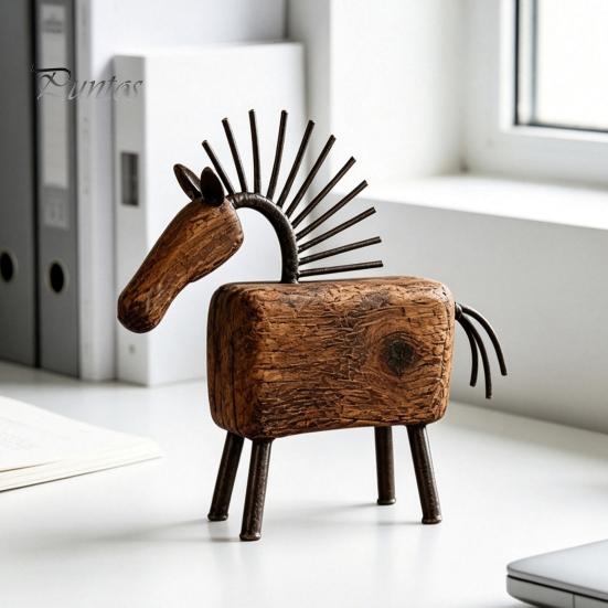 Rustic Horse Decoration Artistic Abstract Figurine, Statue for Desk Desktop Animal Sculpture Decoration, Farmhouse Shape Home Office