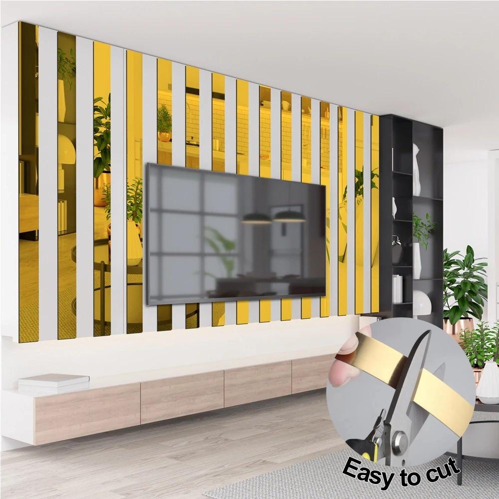 1Roll 5m/196.85in Peel and Stick Finish Molding Trim, Flexible Decoration Strip for Wall Tile Edge, Mirror, Cabinet, Furniture a