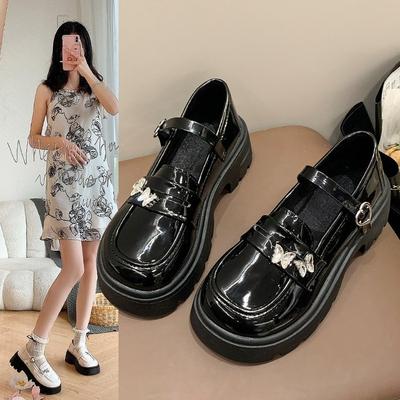 Modische und bequeme Schuhe mit dicker Sohle, für den Sommer, im Retro-Stil im britischen Stil, flacher Mund, Mary Jane, Einzelschuhe