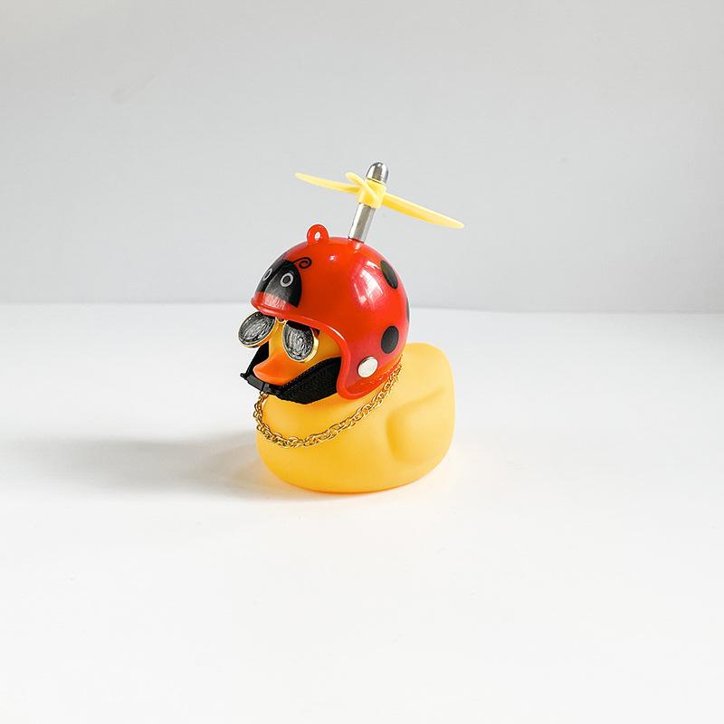 Car Broken Wind Small Yellow Duck With Helmet Airscrew Bicycle Moto With Straps Auto Pasted Accessories Interior Cycling Decor