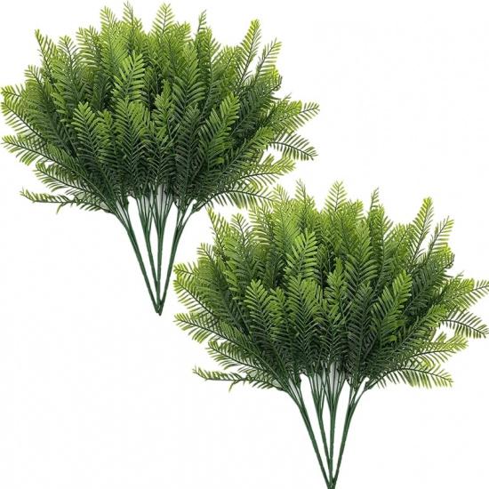PASYOU Fake Leaves Plants for Christmas Decor, Gold Artificial Shrubs Grass Foliage Plastic Bulk Leaf Indoor Outdoor Home Garden Party Hotel Verandah