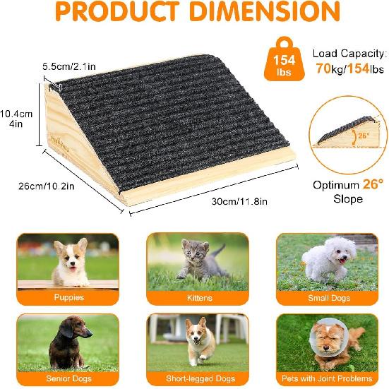 Dog Ramp for Stairs, Non-Slip Dog Stairs, Low-Angled Pet Ramps for Small Dogs and Cats, Medium Dogs, Step and Stair Assist for Injured and Older