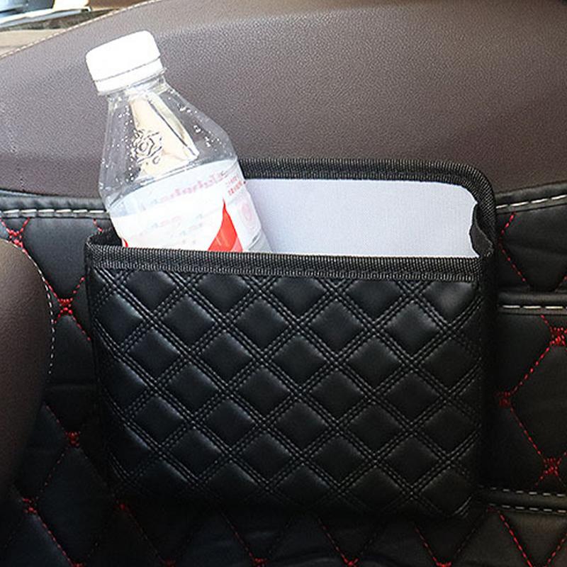 Car Trash Can Car Garbage Bin For Side Door PU Leather Space-Saving Front Seat Bin Side Door Garbage Holder Car Accessory