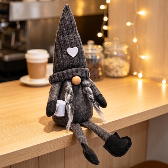 Year Round Decorative Figurines Christmas Gnome Plush Decoration with Long Legs, Faceless Handmade Fabric Cozy Winter Home Decor Doll