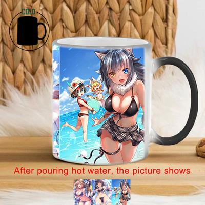 BSKT-196 Creative 3 Beautiful Girls Cups Drinkware Ceramic Mugs Coffee Cups Thermosensitive Cup Discoloration Mug Anime Custom
