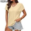 Women's Fashion Casual Summer Spring Solid Color Print Short Sleeve V-Neck Blouses & Shirts