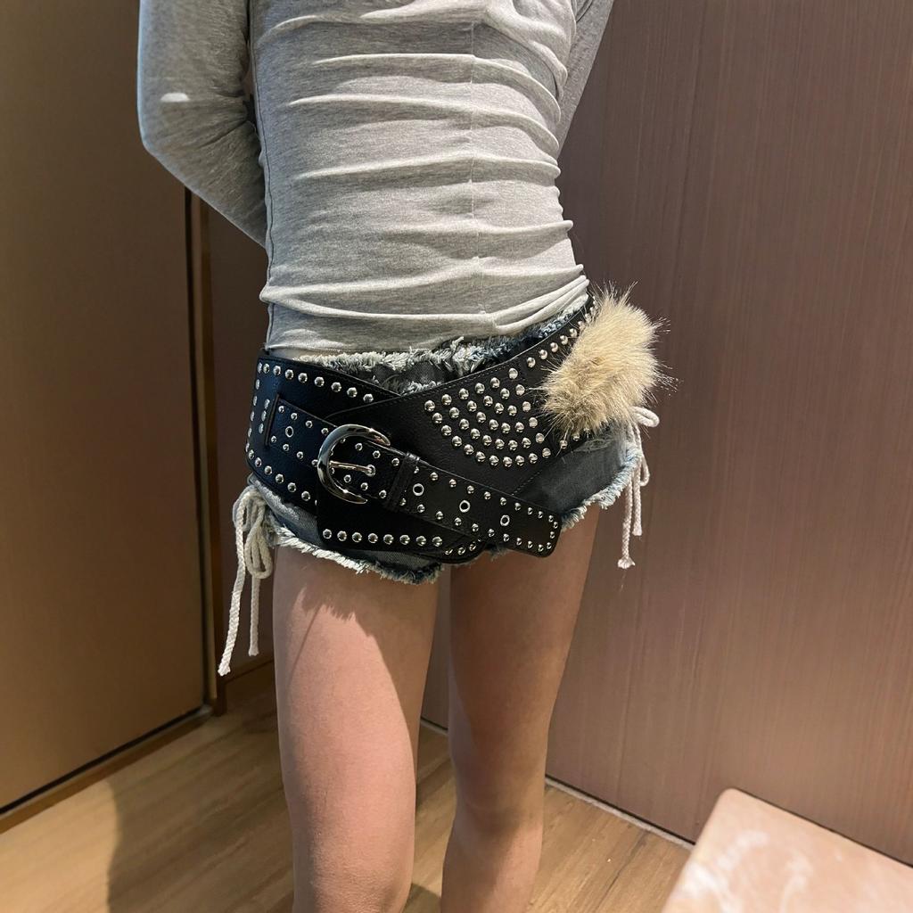 Nowy Puszysty Pasek, Szeroki Puszysty Pasek, Nitowany Punkowy Millennium Spice Girl Pasek, Subkulturowy Lekki Pasek na Talii