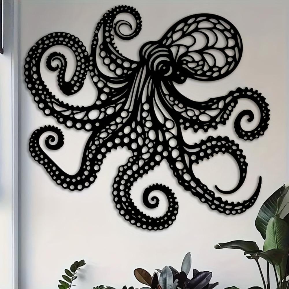 Large Metal Octopus Wall Art Victorian Gothic Laser Cut Sculpture Nautical Halloween Decor Gift