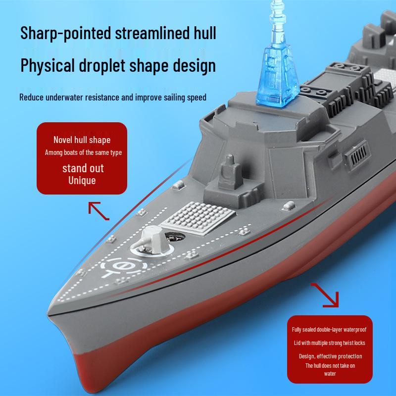 Remote Control Mini Warship: 2.4G Speedboat Simulation Toy