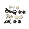 1 Set Black White Dot Shoe Charms Set Diy Bow Star Pearl Shoe Decorations Silver Advanced Detachable Buckle Shoes Accessories