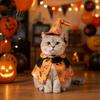 Ghost Themed Pet Outfit 1 Set Halloween Costume Adjustable Wizard Hat And Cape Cute Pumpkin Costume Prints Fun for Small Dogs Cats Festive Apparel