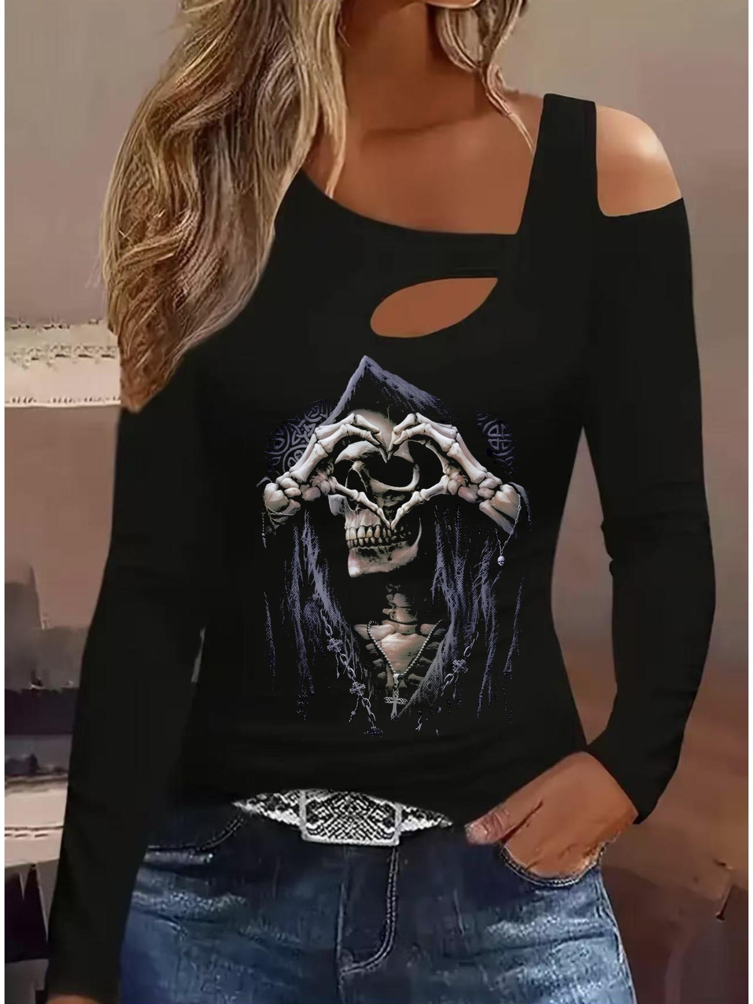 

Модные блузки с живописным принтом, футболки с длинным рукавом, повседневные топы-юбки S чёрный