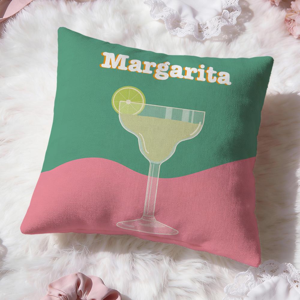 Hot M-Mmargarita Cocktail Arted Cushion Cover Soft Washable Pillow Case Multi-Scene For Couch Bed Travel Office Use
