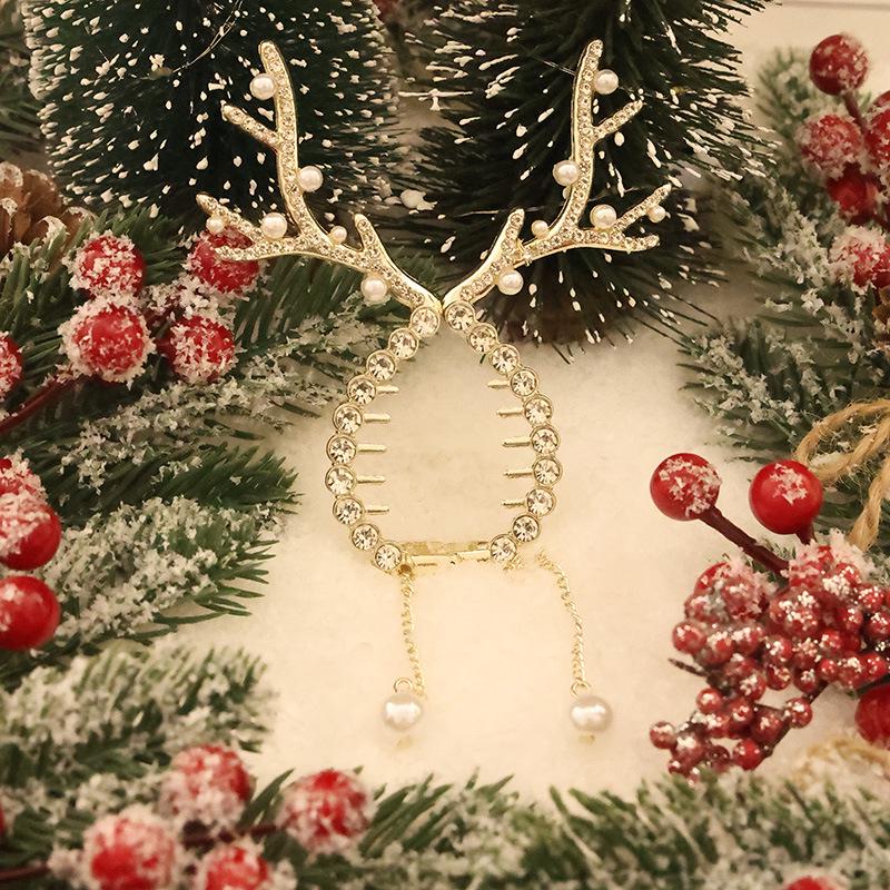 Romantic Sparkly Zircon Antler Tassel Hair Clip Headpiece