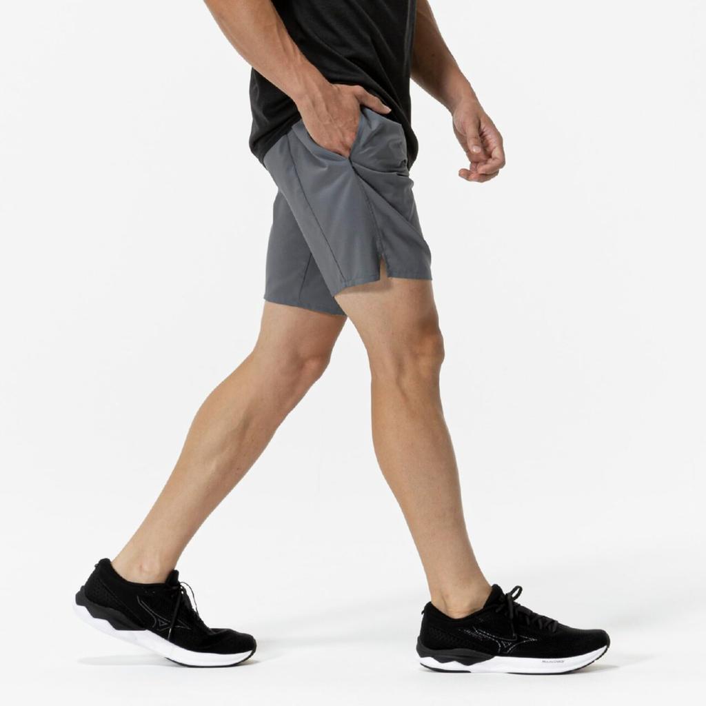 Running Wear Half Pocket Dark Gray [Mizuno] Half-length Multi-pocket Pants, 9-inch Shorts, 360-degree Storage,