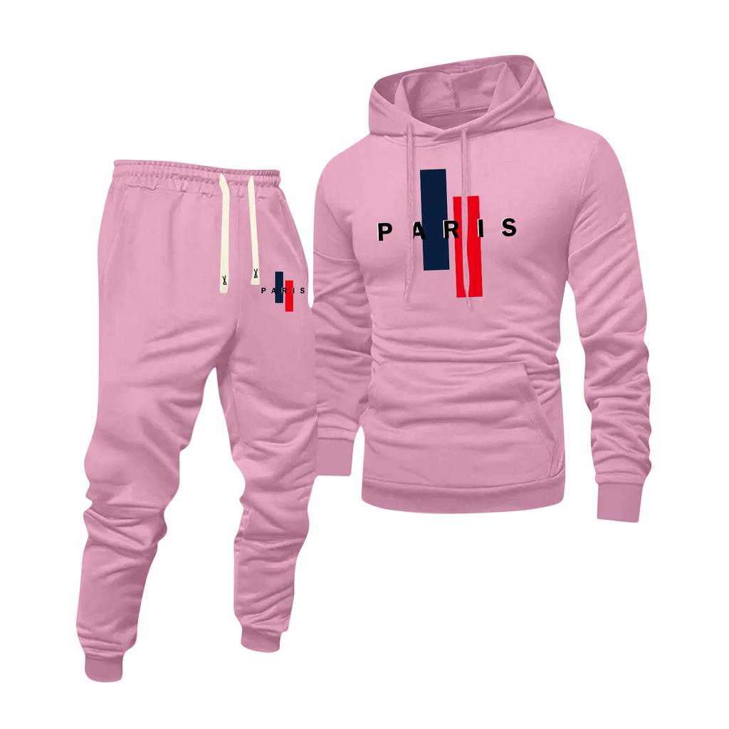 Men's Printed Hooded Sweatshirt And Sweatpants Casual Sports Suit