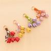 Elegant Tulips Shaped Leather Keychain With Beaded Accent For Bags And Keys Stylish Accessory Gift