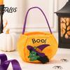 Halloween Süßes oder Saures Eimer, 9,8x5,9 Zoll Kürbis Hexe Schwarze Katze Plüsch Tragetasche, Weicher Süßigkeitenkorb mit Griff für Halloween Party Mitgebsel