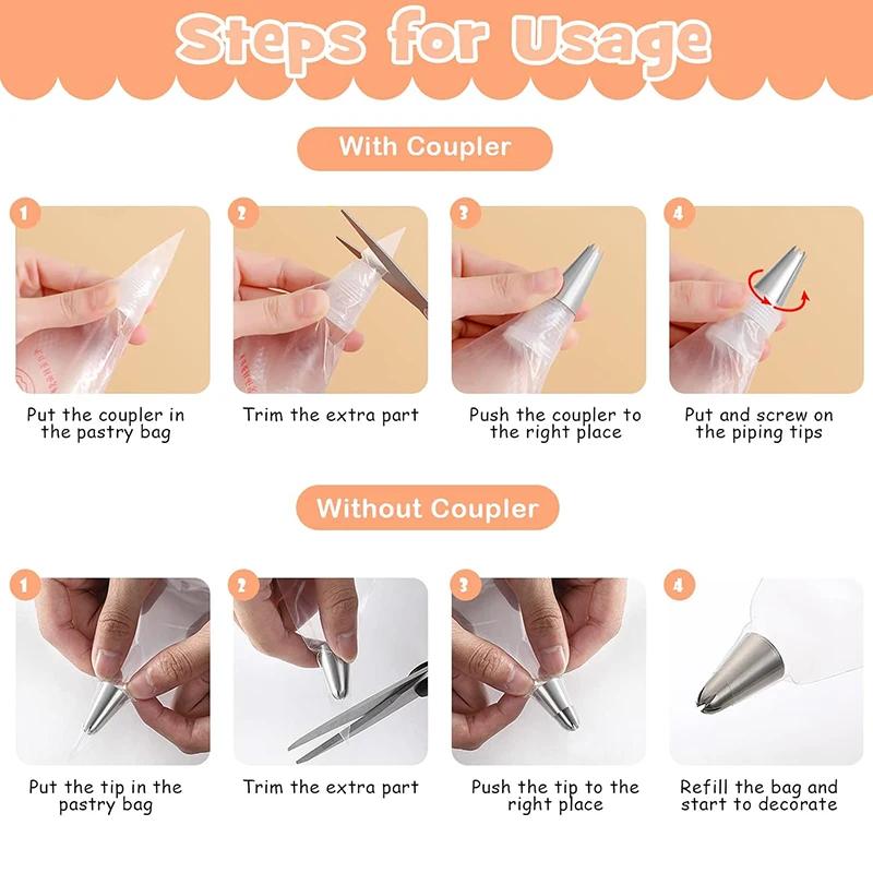 Disposable Piping Bags Kit Professional Cake Decorating Tools for Cupcakes Baking Fondant Pastry