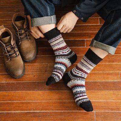 Male Autumn and Winter Thickened Warm Cotton National Wind Totem Sweat Absorbing Deodorizing Cotton Socks
