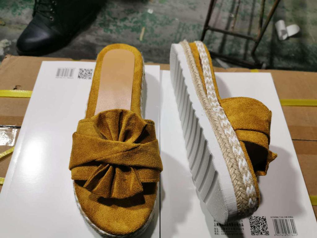2025 Summer Women's Bow Beach Wedge Sandals - European/American Style, Thick Sole, Hemp Rope, Large Size
