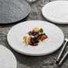 Large Round Ceramic Plate with Stone Pattern - Perfect for Steaks, Cakes, Desserts, and Sushi