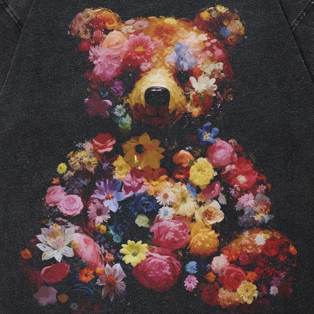 2024 уличная футболка унисекс с рисунком «Медвежий букет» — фото 3