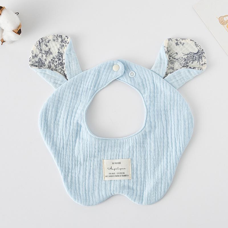 Lätzchen im koreanischen Stil aus 100% Baumwolle für Babys, 6-lagige Mullwindeln mit niedlichen Hasen- und Bärenohren