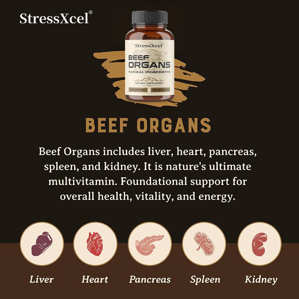 3000 Mg Grass-Fed Beef Offal Supplement, Suitable For Both Men And Women, 120 Capsules.
