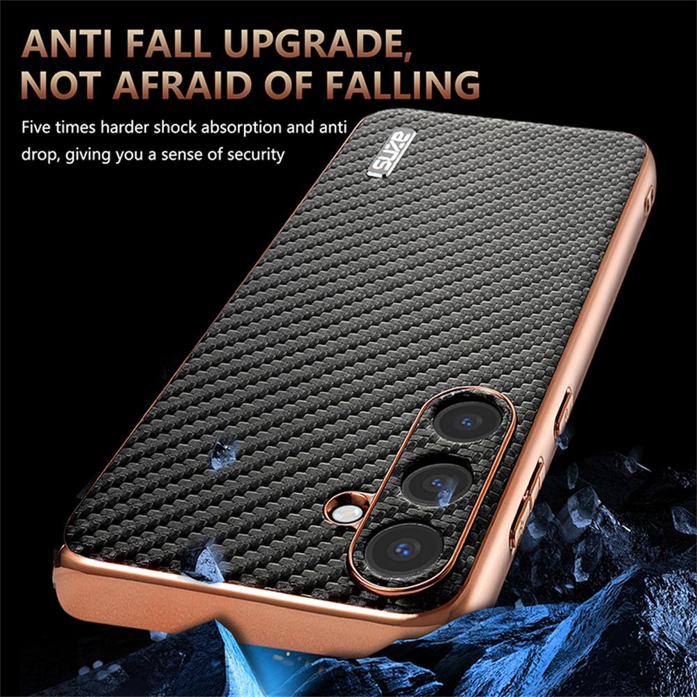 AZNS For Samsung Galaxy S26+ Case Electroplating Carbon Fiber Texture PU + TPU Phone Cover