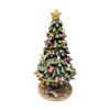Holiday Ornament Festive Carved Conifer Tree Music Box with Decorative Base for Shelf Decoration,