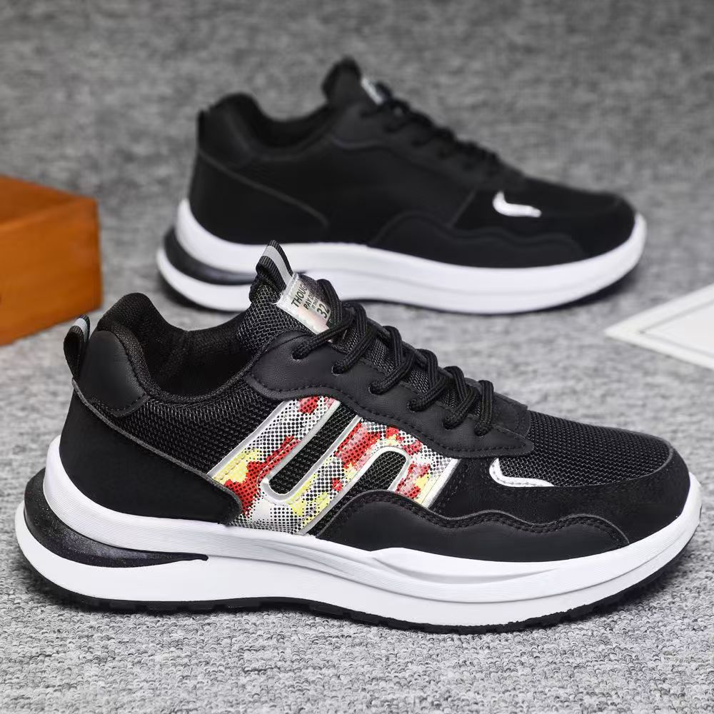 New men s shoes summer breathable sports shoes casual mesh shoes men s fashion shoes 44 чёрный