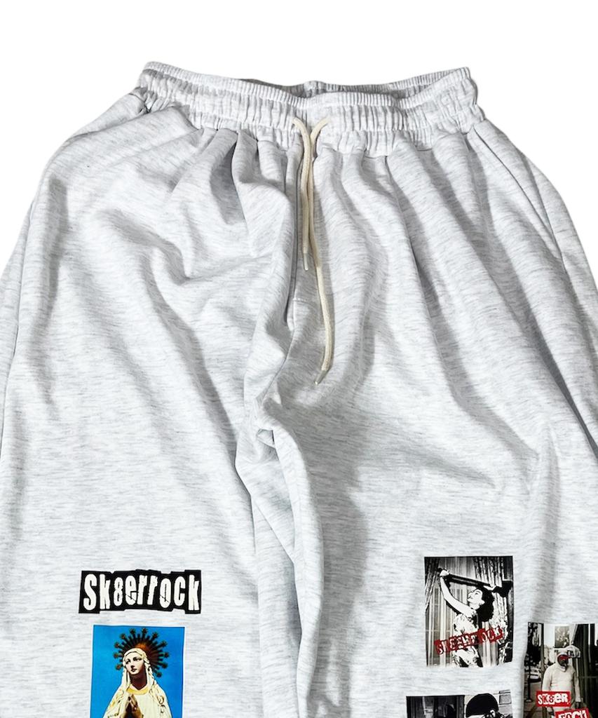 SK8ER ROCK Old Photo Sweat Wide Pants ((White Melange))