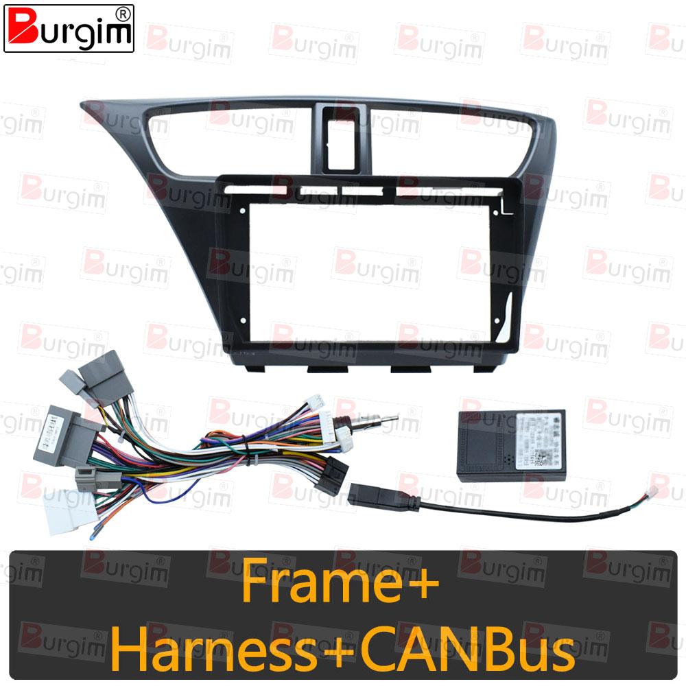 Car Radio Fascias Frame For Honda Civic 9 FK 2011-2017 an 9 Inch Stereo Panel Harness Power Cable Adapter Canbus Decoder