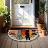 Semicircular Cartoon Cat Doormat, Non-slip Polyester Mat. Dirt-trapping, Indoor & Outdoor Use, Ideal Cat Lover Gift.
