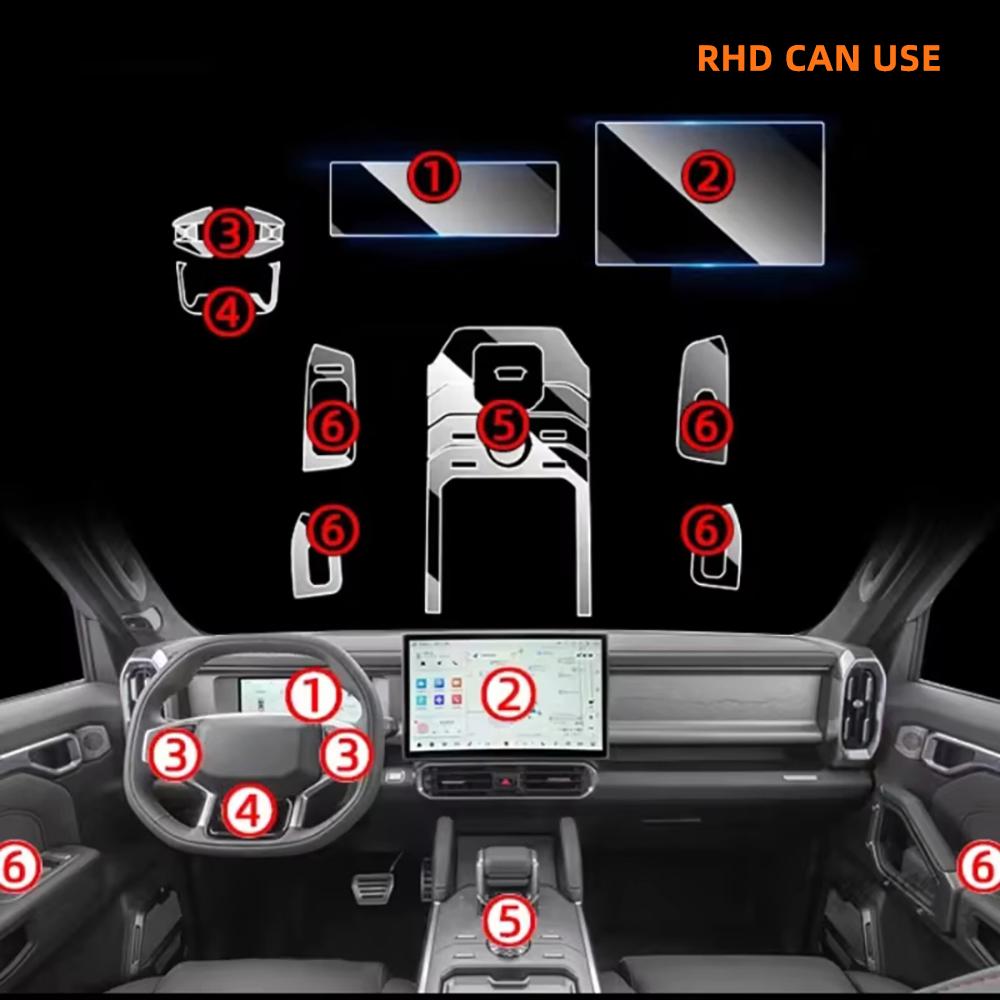 TPU Interior Protector for Jetour Traveller T2 2023-2024 Anti-Scratch Film