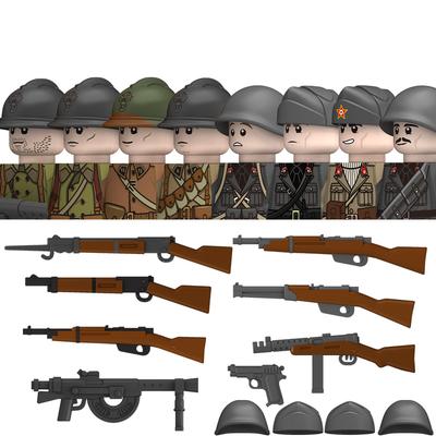 Briques de construction de soldats militaires français de la Seconde Guerre mondiale Guerrier italien Officier d'infanterie italienne Arme Casque Armée Guerre Arme Briques Jouets Cadeau