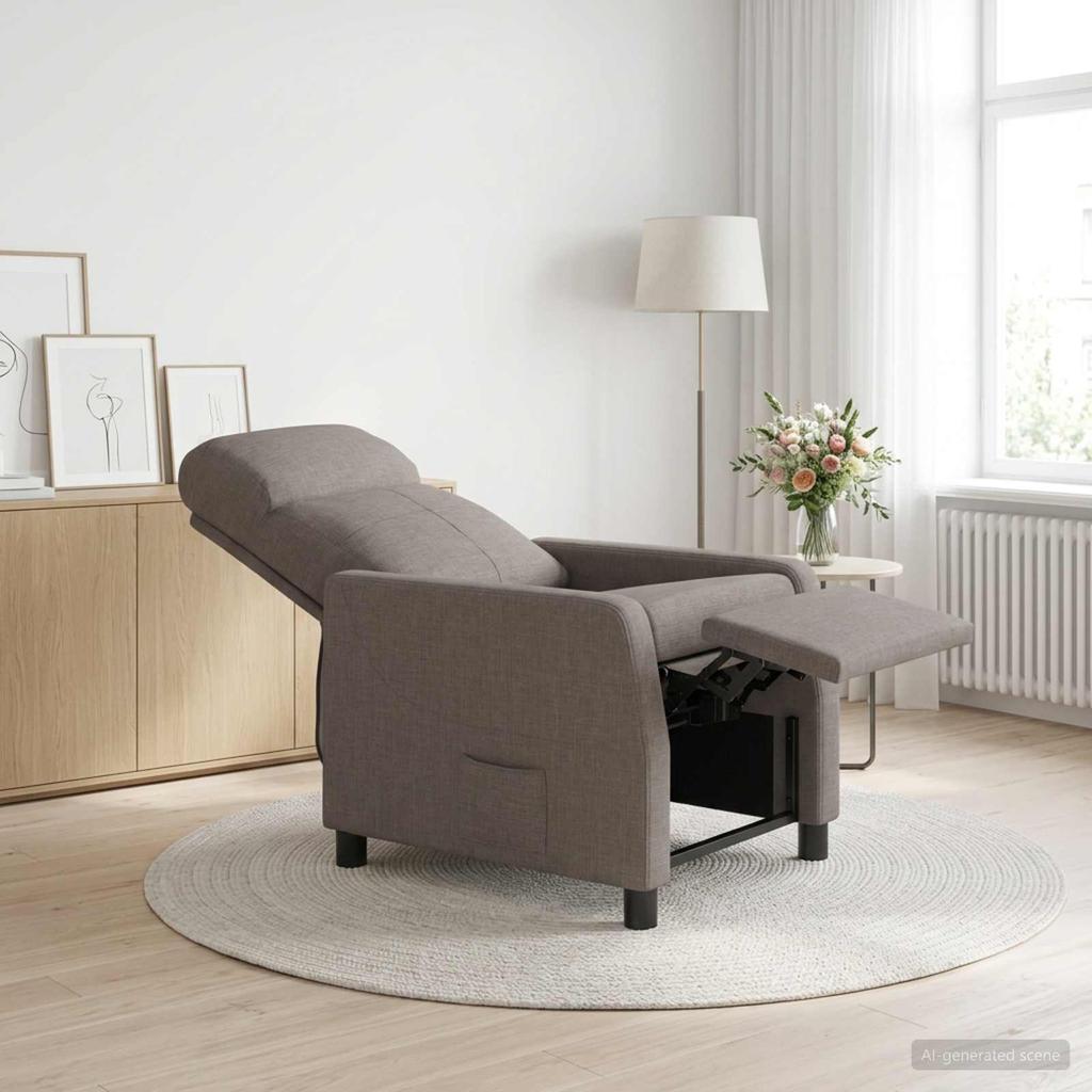 Recliner Armchair Taupe Fabric