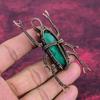 Faceted Zambian Emerald Real Gemstone Pendant Copper Wire Wrapped Beetle Jewelry