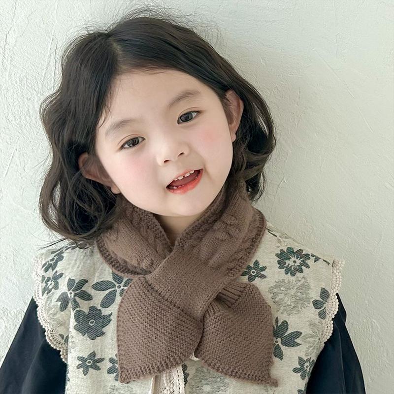 Autumn And Winter Children'S Scarf Cute Baby Warm Knitted Scarf Fashionable Boys And Girls Cross Scarf Neck Cover