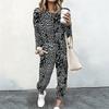 Female Crew Neck Long Sleeve Tunic And High Waist Straight Pants Two Piece Daily Casual Loungewear