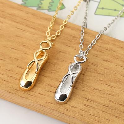 Ballettschuh Anhänger Halskette für Damen Persönlichkeit Kupfer Tanz Schlüsselbein Kette High-End Zierlich Elegant Schmuck Geschenk Zubehör