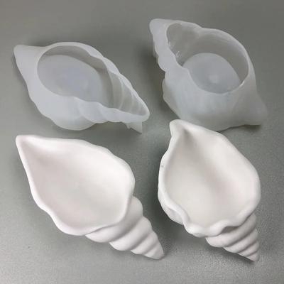 Moules en silicone pour pots de fleurs en forme de conque, pour béton, plâtre, résine, coquillage, bougie parfumée, boîte de rangement, décoration d'intérieur
