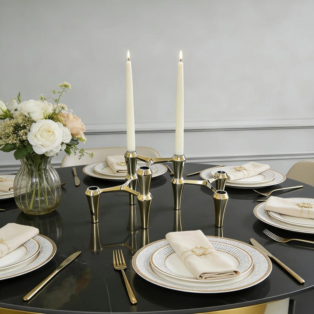 Light Luxury Minimalist Design Candle Holder Nordic Alloy Candle Stand Home Decore Candelabra Gift