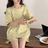 Pajamas Women'S Short-Sleeved Shorts Crew Neck Suit Students Sweet And Cute Cartoon Women'S Thin Loungewear Can Be Worn Outside