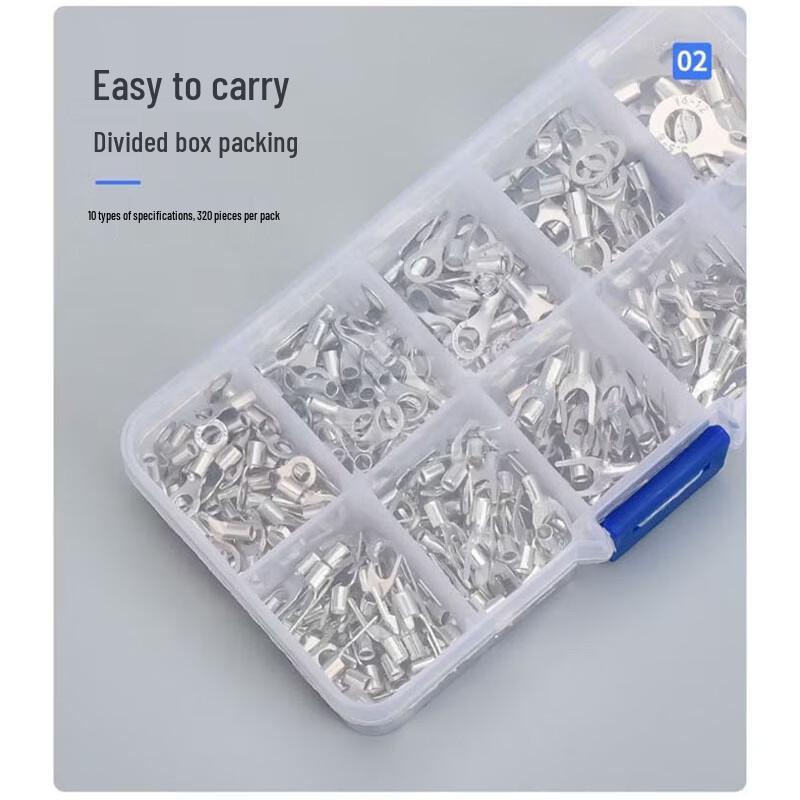 Picheng Bare Copper Ring and Fork Terminals - 320 Piece Kit